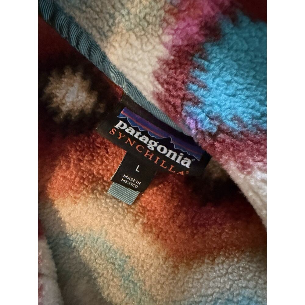 Patagonia Synchilla Snap T Fleece Pullover Timber Twist Multicolor Aztec Print L - Picture 3 of 5